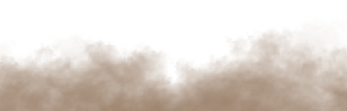 orange Transparent png of brown dust sand soil smoke cloud particles isolated on a clean transparent background. Sandstorm effect smog dust explosion rising upward smoke fog overlay effect with white