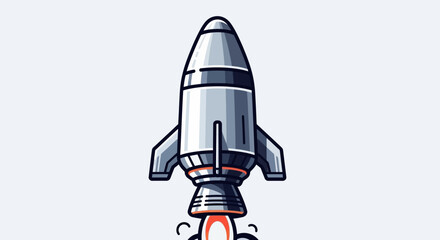 Cartoon Rocket Launching into Space, Isolated on White Background © sarmadi