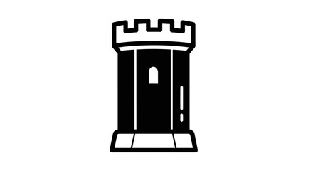 Black and White Silhouette of a Medieval Tower Icon © wulan