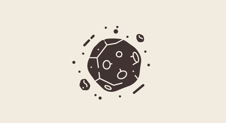 Hand-drawn Asteroid Icon with Cosmic Debris, Space Illustration © syarifah