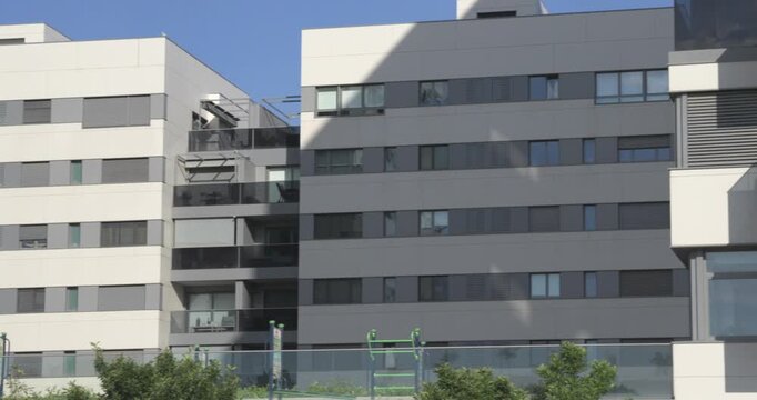 Urban residential complex under sunny conditions