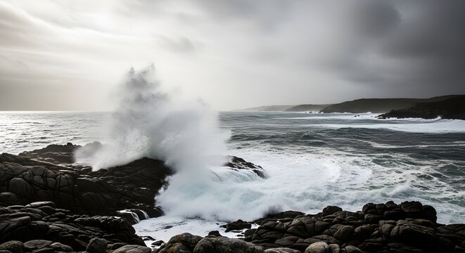 Dramatic Rock  Rock Coastline Waves Crash Waves Crash on Stormy Day  Day Nature World