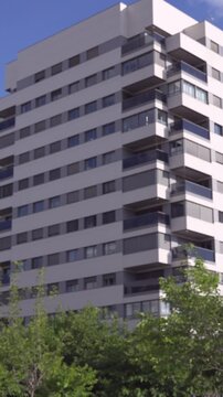 Urban residential complex shown in bright daylight