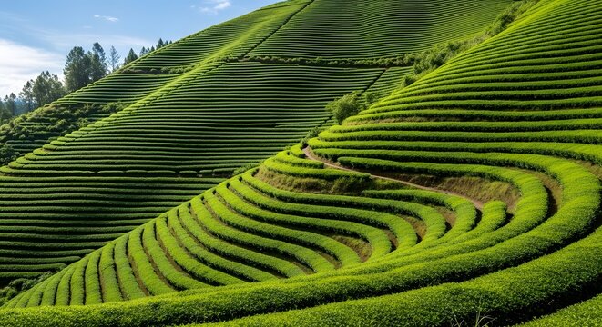 Nature Conservation on a Sunny Day in the World of Lush Green Tea Plantations