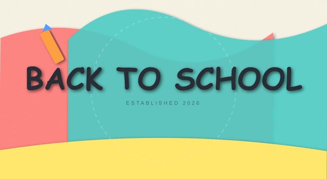 Back to school animated title card with playful stationery animation education