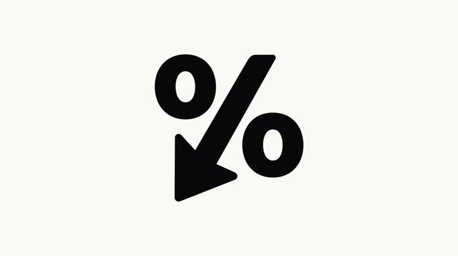 Percent sign with downward arrow black silhouette
