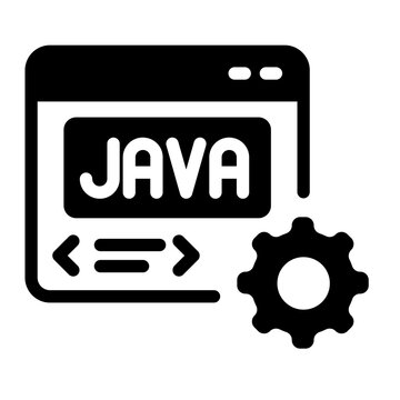 Java programming script application window icon with setup gears.