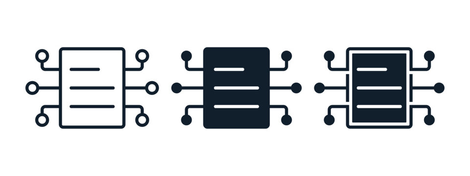 Document Data Compiling Icon with Paper Files and Database Stack Symbol. Vector Illustration