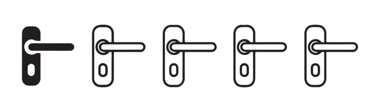 Collection of decorative door handle icons for architectural plans and interior home design.