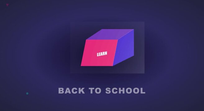Back to school motion with rotating 3 d cube and modern typography animation