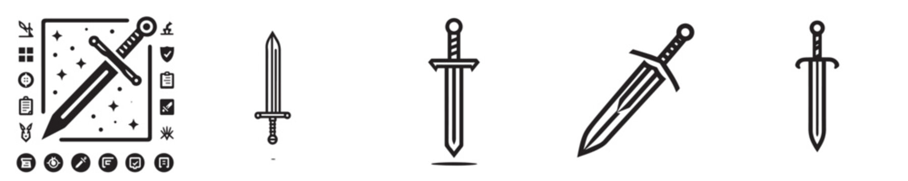set of vector swords silhouette style