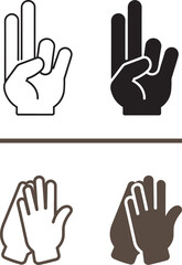 Fototapeta premium Hand gesture vector icons set with two fingers up and high five symbols for communication and partnership concepts
