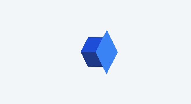 Minimalist blue 3 d cube rotating animation on clean animation white background