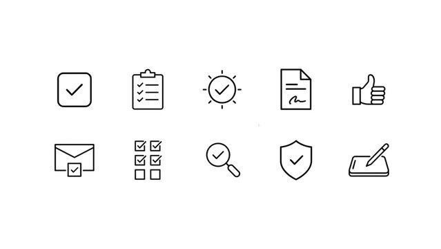 Set of twelve flat style icons representing common actions and objects for web and app design