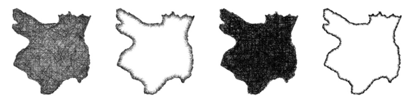 Sketch Mondol Kiri (Cambodia) outline map design set