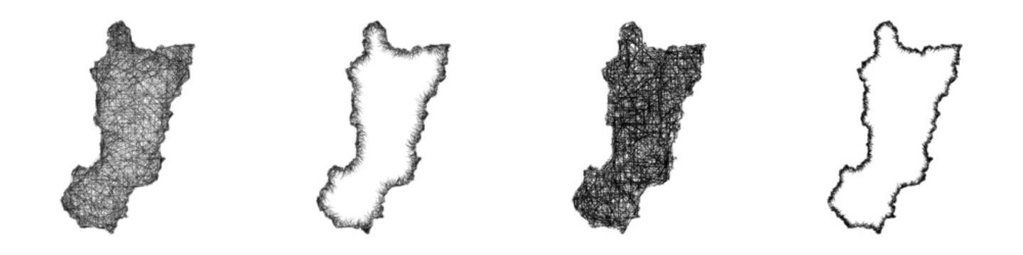 Monochrome sketch Zamora Chinchipe (Ecuador) outline map design set