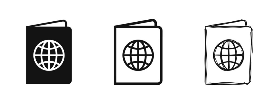 International Passport Icon Set for Travel and Identification Documents