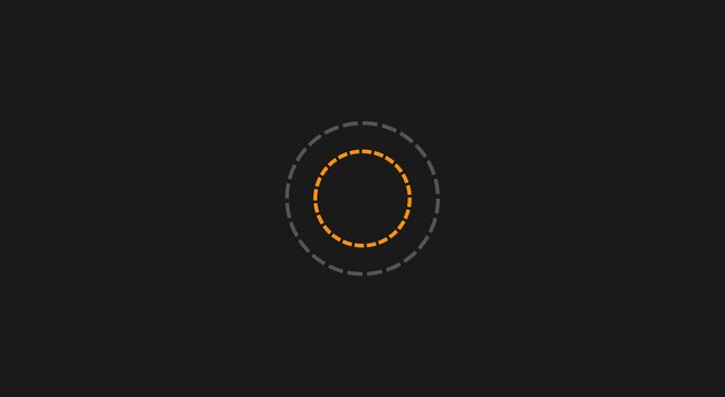 Minimalist loading spinner animation with rotating dashed circles on dark animation background