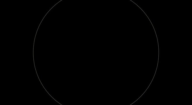 Minimalist loading spinner animation, thin circular progress bar on animation black background