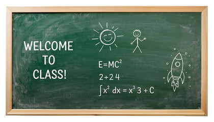 Fototapeta premium Empty Green Chalkboard with Wooden Frame