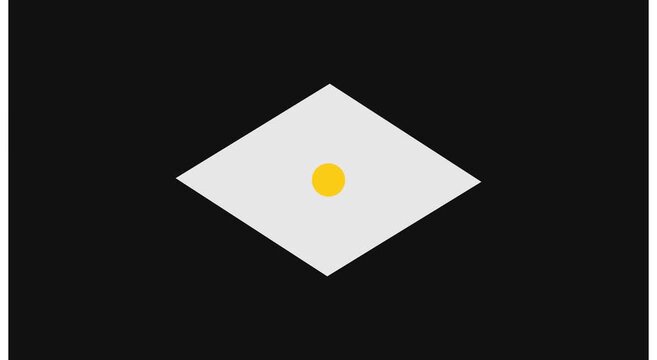 Minimalist rotating diamond shape with central yellow dot motion animation