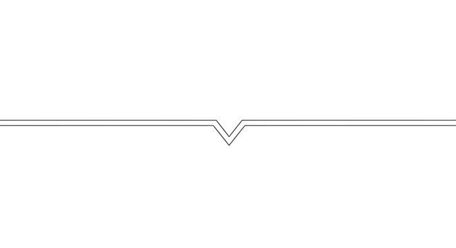 Minimalist line art illustration of a simple vshaped notch on a horizontal line