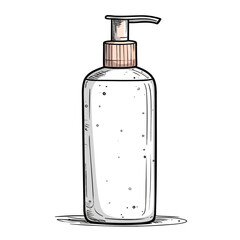 Fototapeta premium Hand drawn illustration of a pump bottle with clear liquid gel.