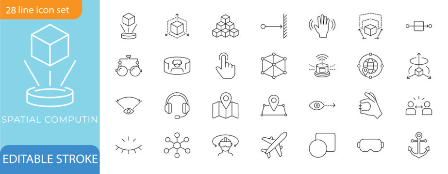 Spatial Computing Line Icon Set.Editable  Vector illustration.