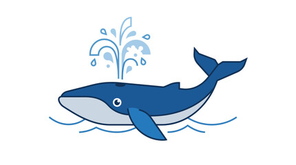 Naklejka premium Whale spouting water in the ocean, a captivating marine creature illustration