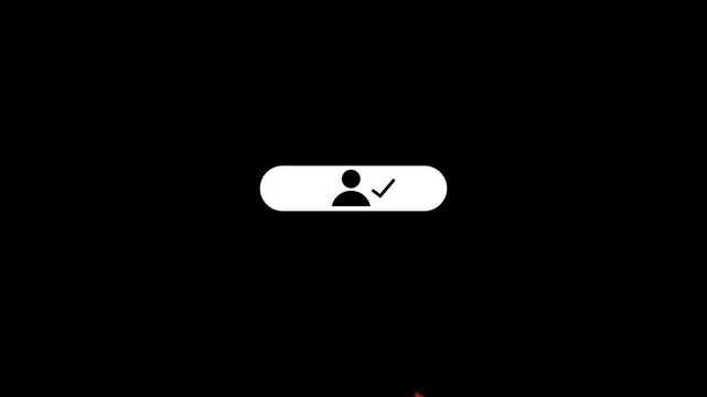 Minimalist subscribe button animation with mouse click on black background