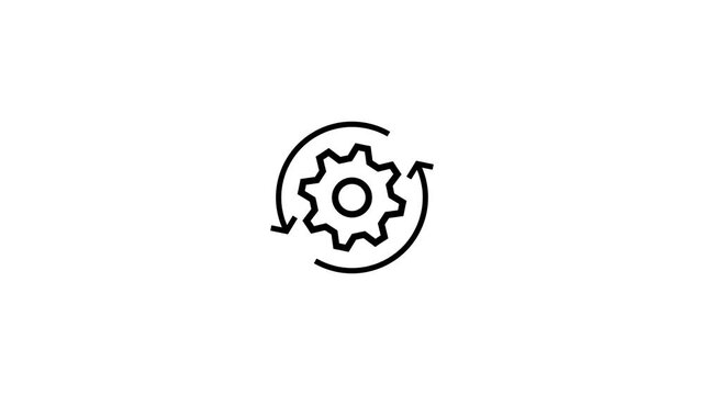 Looping gear icon with circular arrows concept of system update or process