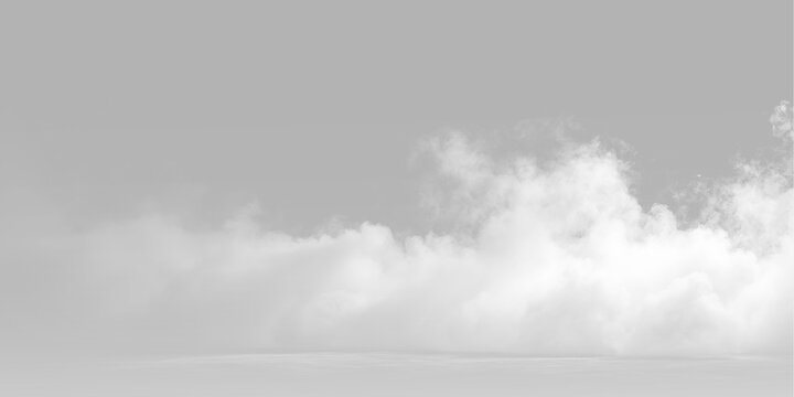 Thick white smoke cloud with realistic fog and steam effect