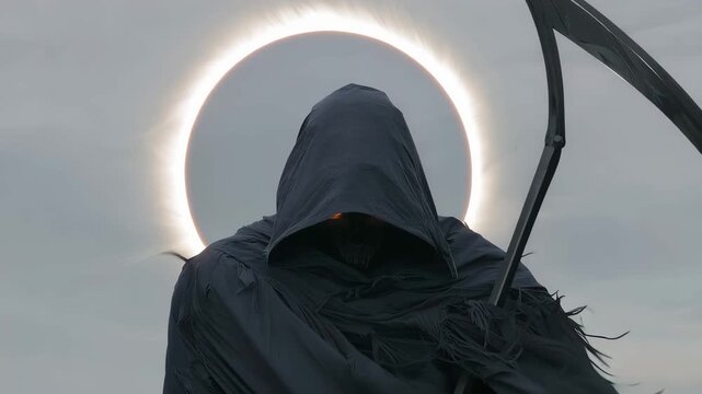 Grim Reaper Scythe Dark Soul Reaper Solar Eclipse Glow Scary Death Reaper