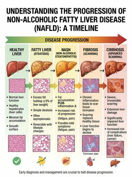 Understanding Liver Disease Progression NAFLD, From Healthy to Cirrhosis, A Visual Guide