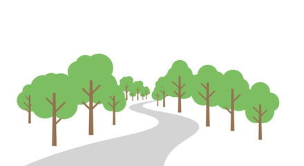 Fototapeta premium Serpentine Road Winding Through Green Trees on White Background