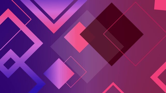 Abstract geometric background with overlapping translucent squares and diamonds animation