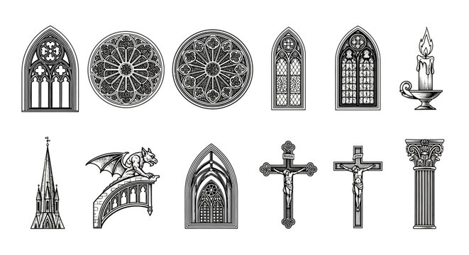 Gothic church architectural stone carvings.