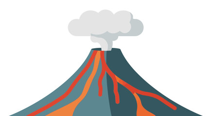 Erupting volcano with lava flows. © ulul