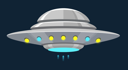 Flying saucer with glowing lights. © ulul