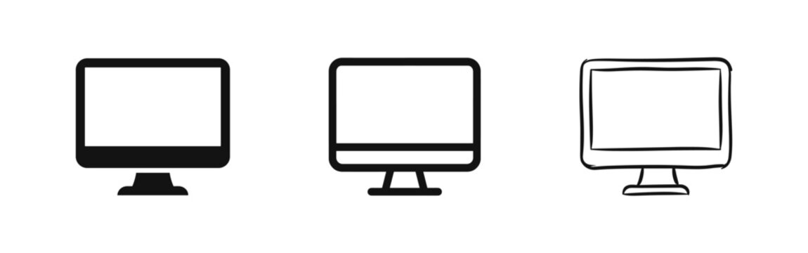 Desktop Computer Monitor Icons - Electronic Screen and Display Device Set