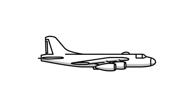 Vintage Jet Airplane Side View Illustration.