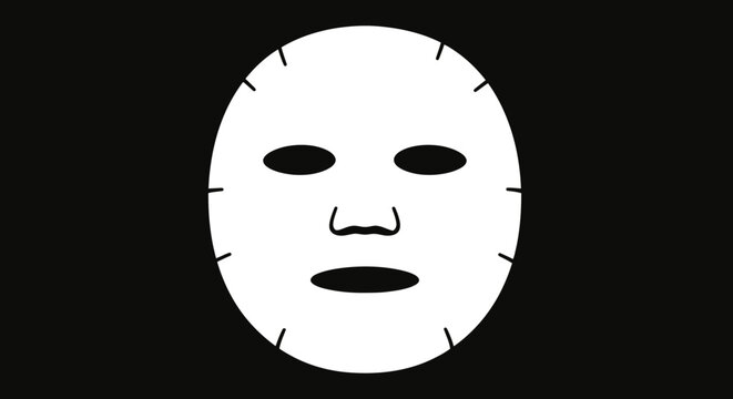 White face mask with eye holes.