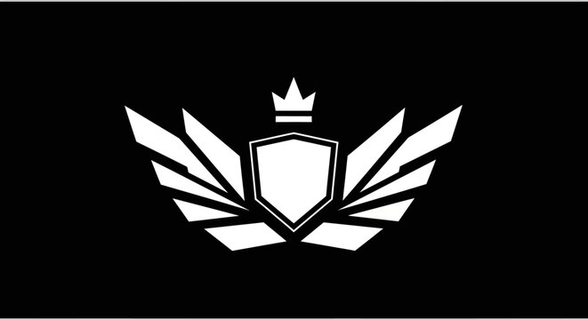 Shield with wings and crown logo.