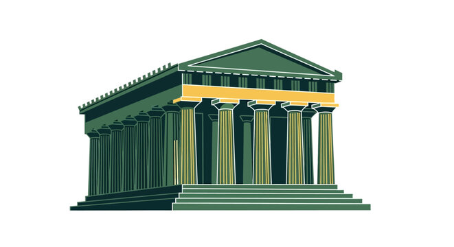 Illustration of an Ancient Greek Temple Architecture Style.