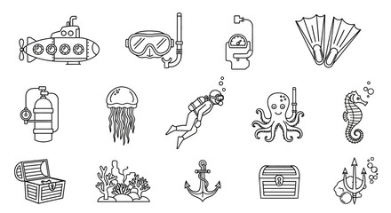 Underwater ocean sea icons and symbols. © M FAIZAL