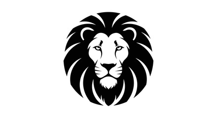 Black and white lion face logo. © prayogo
