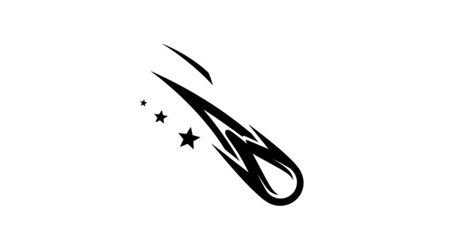 Black comet with stars icon symbol.
