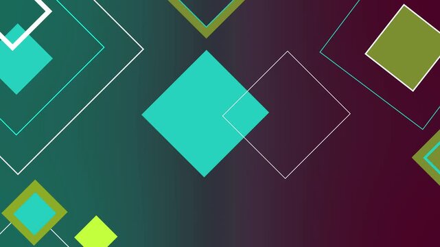 Overlapping geometric diamonds shape background animation