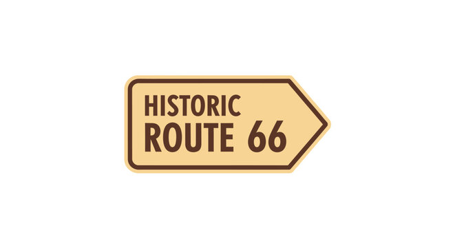 Historic Route 66 Road Sign - Vintage American Highway Directional Marker