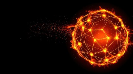 Obraz premium Geometric glow sphere with warm golden luminescence and interconnected points
